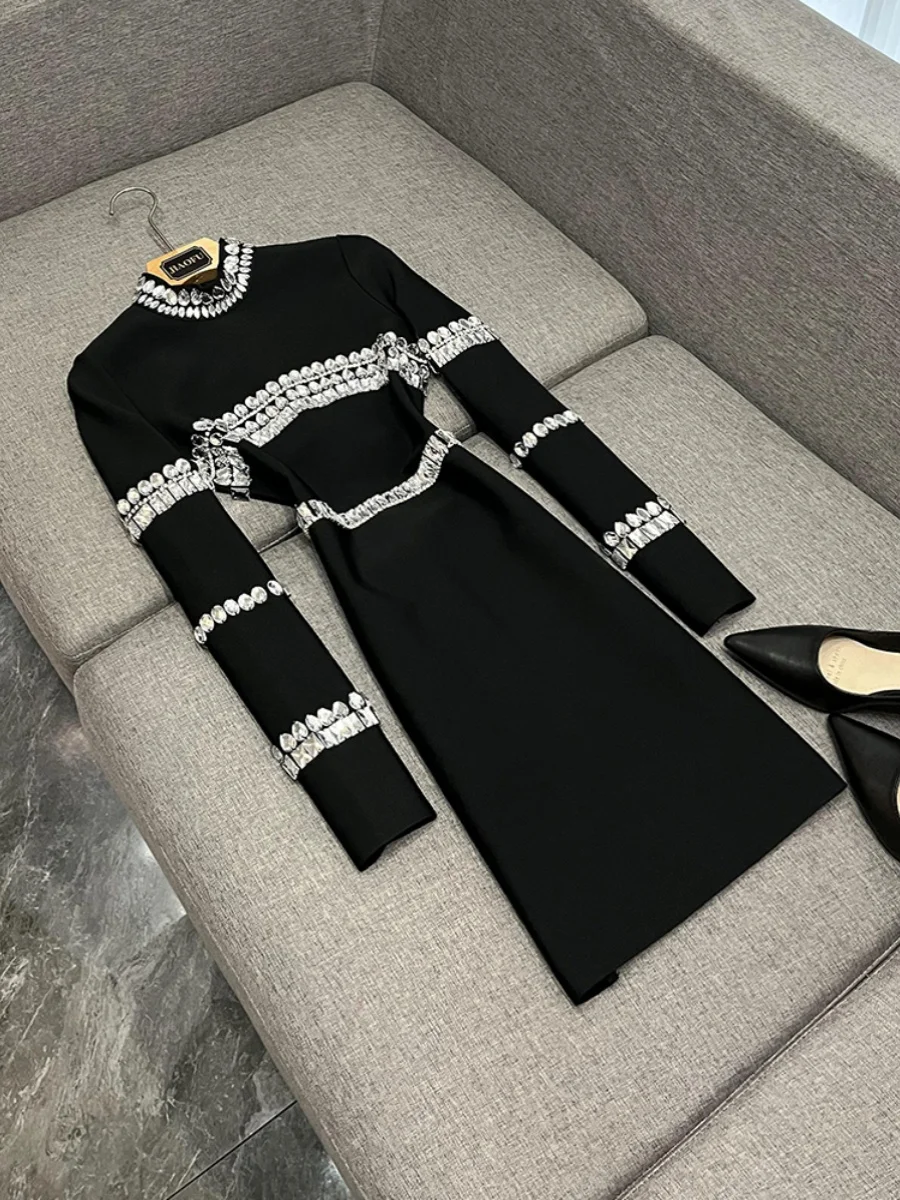 

Ele Diamond Tied Dr Faionable Wrap Bodycon Par Gown 22802HB Sli Ci Commute Single Piece Winter Collection