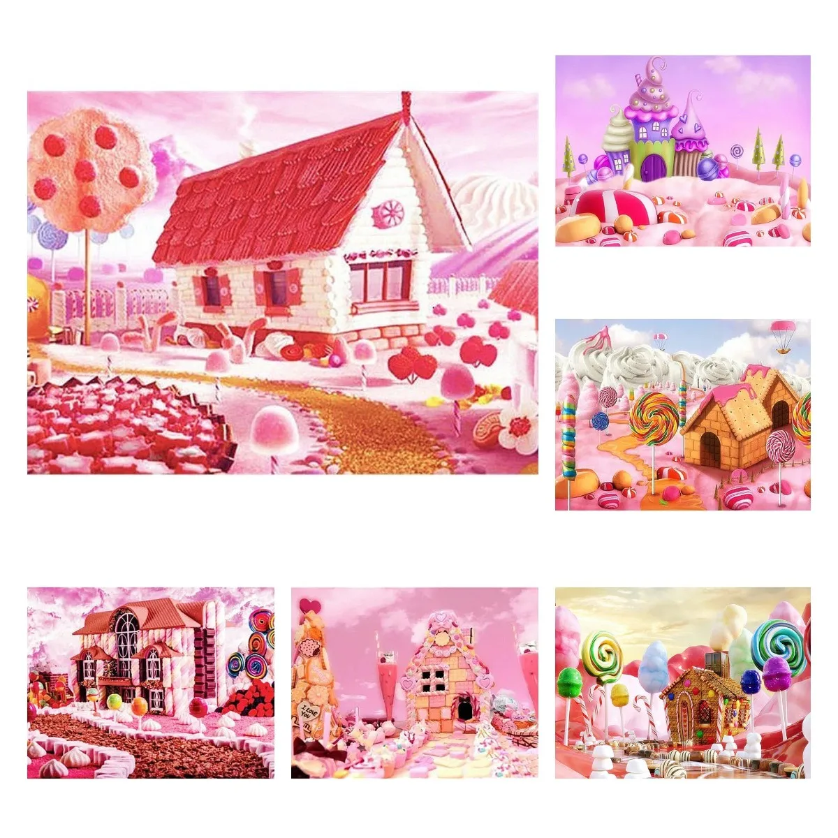 5D DIY Diamond Painting Dreamy Pink Castle Candy House Embroidery Mosaic Pictures Full Drill Cross Stitch Kits Living Room Decor