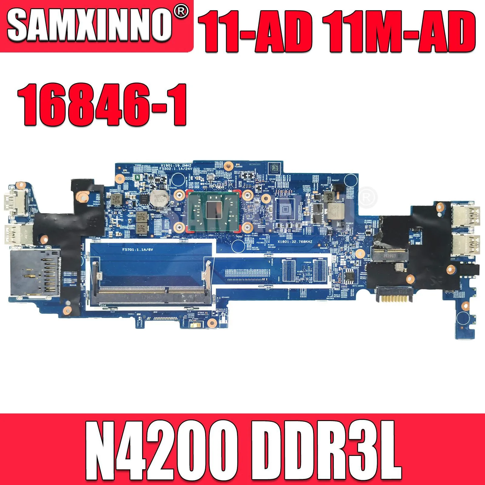 

SAMXINNO For HP Pavilion 11-AD 11M-AD 11M-AD013DX Laptop pc Motherboard 16846-1 448.0C404.0011 Notebook Mainboard with N4200 CPU