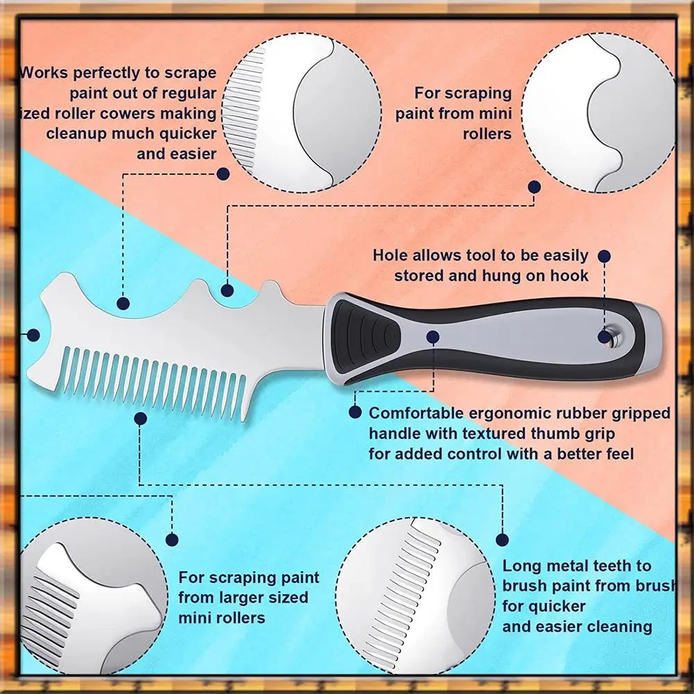 USER FRIENDLY-1 Piece 4 In 1 Paint Brush Comb Painters Brush Comb For Sufficient Cleaning And Maintaining