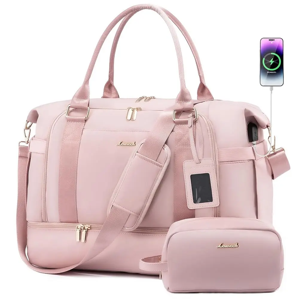 

Gym Bag for Women LOVEVOOK Travel Duffel Bag with USB Charging Port,Weekender Bags for Women with Shoe Compartment,Carry on O