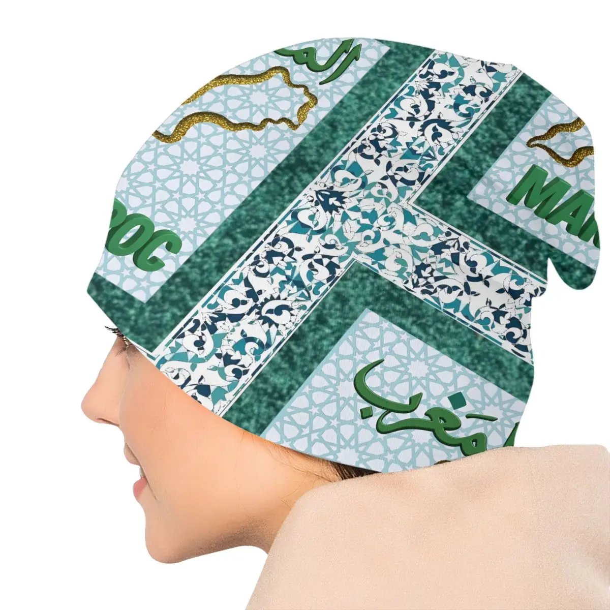 مخصص الملكي المغرب الوطنية ستار Skullies Beanies قبعات للرجال النساء الهيب هوب شتاء دافئ متماسكة قبعة الكبار الكلاسيكية بونيه القبعات #5