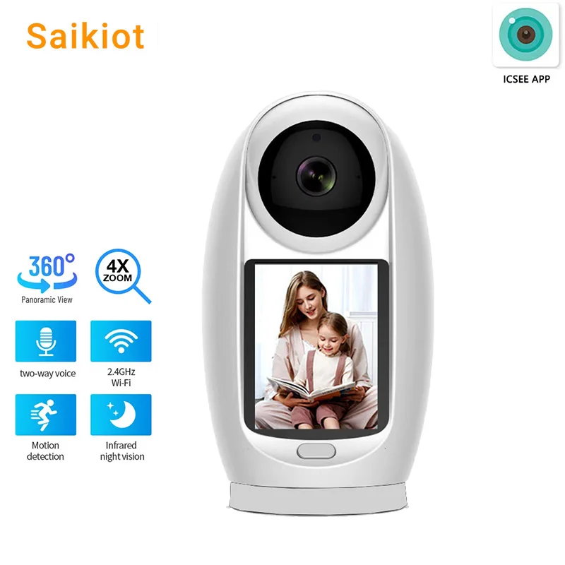 

Saikiot ICSEE Baby Monitor WIFI Camera with Screen 3MP Auto Tracking 360 WIFI Video Calling Baby Smart IP Camera with Monitor