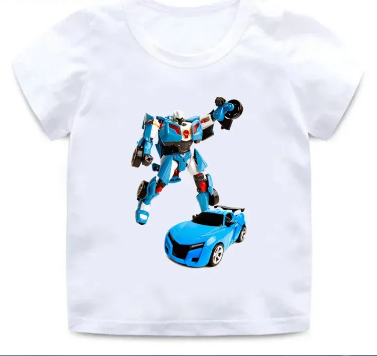 Transformador robô estampa de carro infantil, roupa de bebê, Tops de desenho animado feminino, verão, Top Sale, Top Sale, 2022