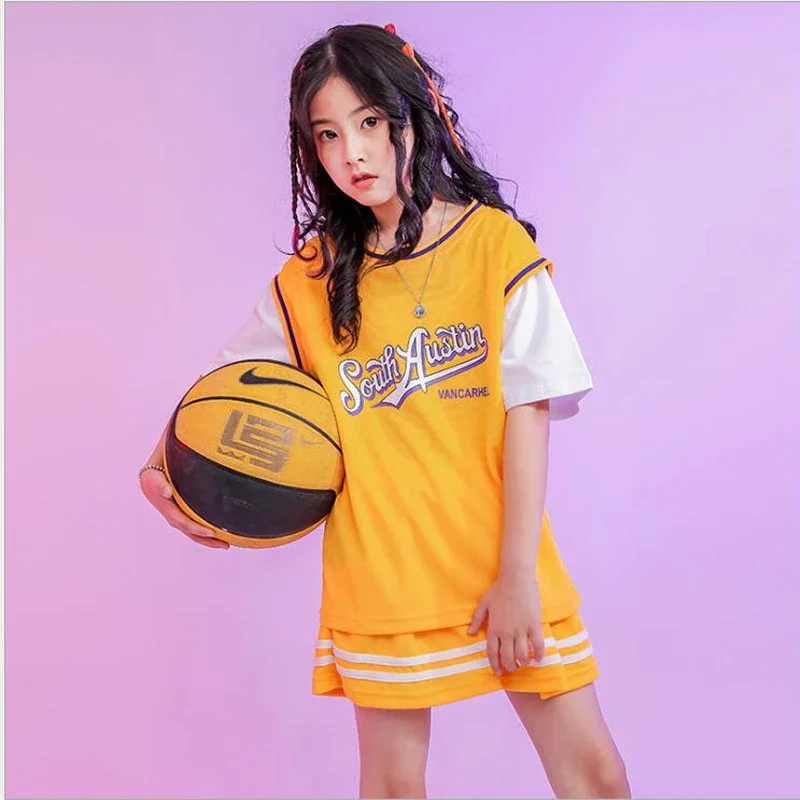 1 セット子供ヒップホップダンス衣装 Tシャツショートパンツダンス服ガールズボーイズジャズチアリーダーダンス衣装服着用