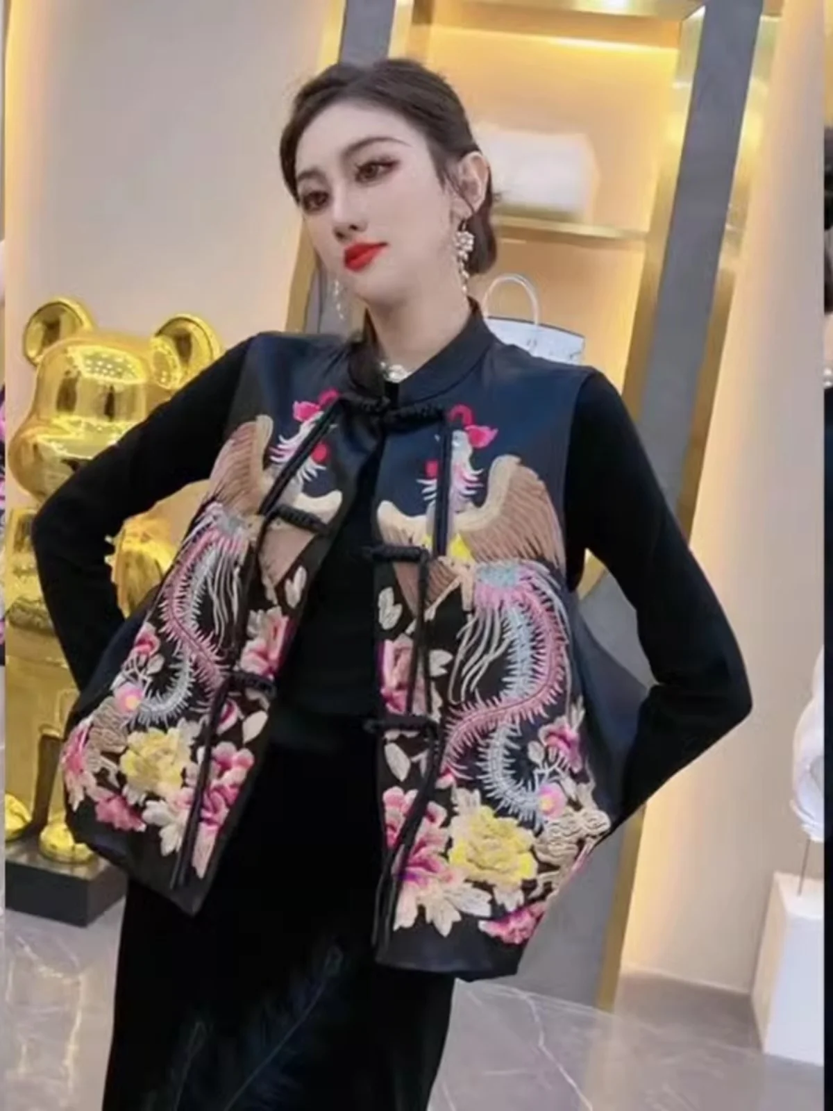 

Новый китайский женский свободный крой с вышивкой, жилет с цветком сливы, осень-зима, модный традиционный костюм Тан, топ