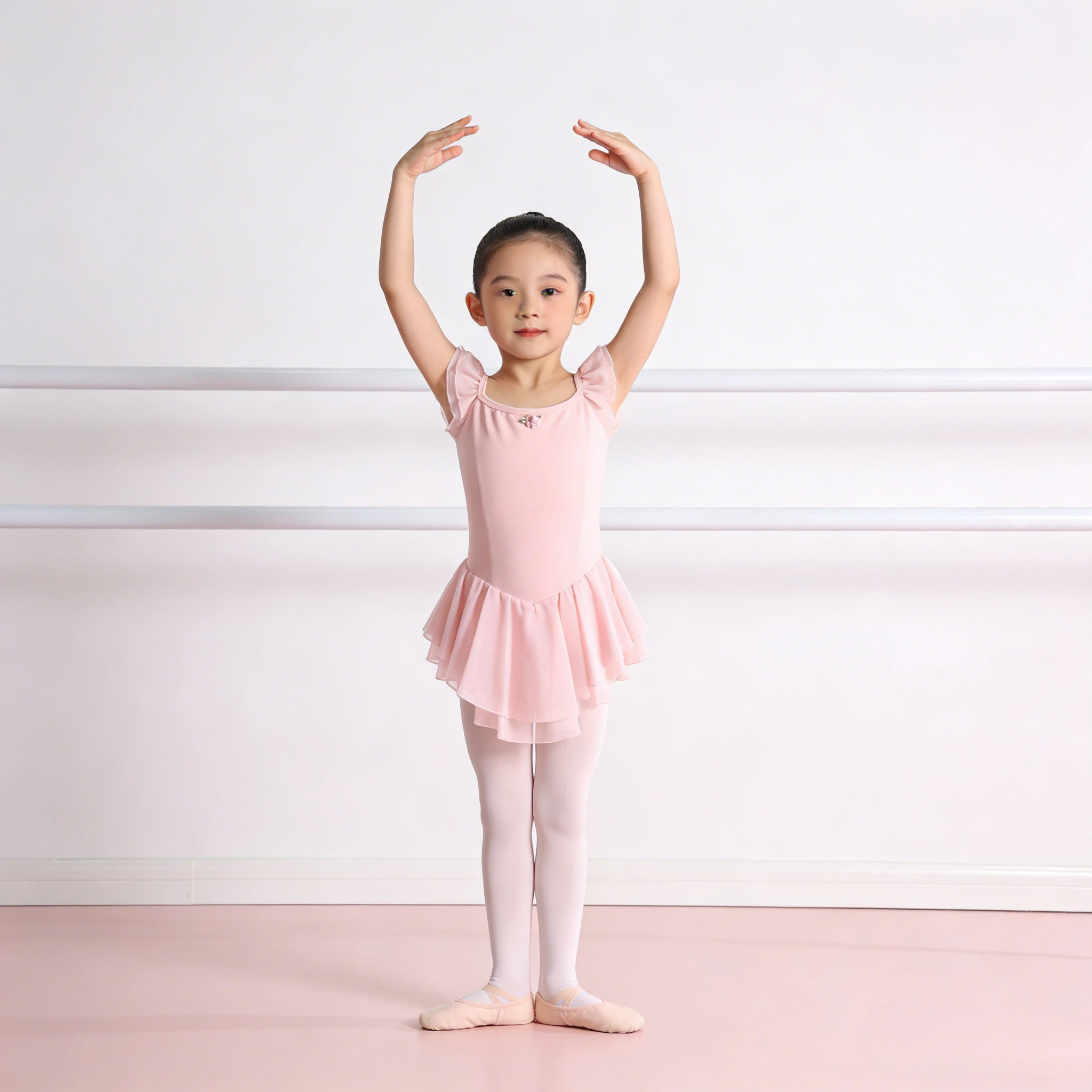 

Летний танцевальный костюм для девочек-малышек с коротким рукавом, одежда для гимнастики, китайский балетный костюм для тренировок и танцев