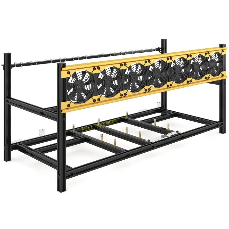 Imagem -03 - Funplaysmart V4d 12-case Mineração Gpu Criptomoeda Empilhável Mineiro Frame Rack Rig Aberto com Suporte de Ventilador de Alumínio Integral