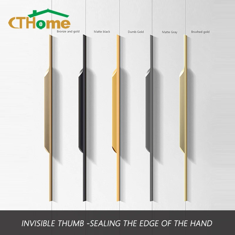 Invisible Long Handle Aluminum Alloy Wardrobe Door Knob Drawer Kitchen Cupboard Pulls Length 300-500mm Furniture Cabinet Handles