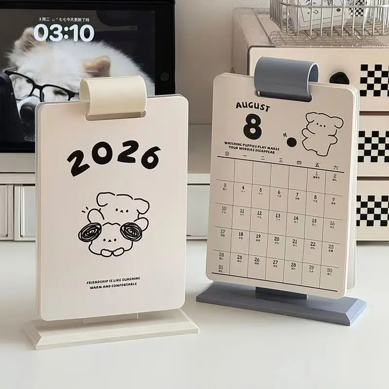 Cute Dog Flip Calendar 2026 Desktop Calendar Student Desktop Ornament Perpetual Calendar Note Planner Stationery Office Supplies