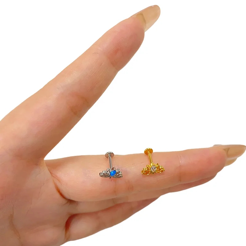 ASTM F136 التيتانيوم الأذن قطعة الجوف لوتس أقراط تشيكوسلوفاكيا معبد أعلى الخيوط Labret الأذن مربط الزنمة الشفاه الدائري هيئة ثقب المجوهرات