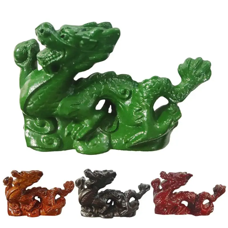 Chinesische Drachens tatue chinesische Tierkreis Holz Drachen Figur Mini Neujahr Dekoration Ornamente Figur Tierkreis Maskottchen Dekor