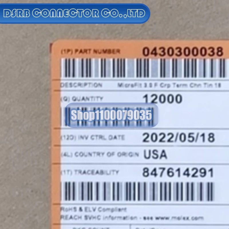 43030-0038 50351-8000 50752-8400 61794-1 7114-4415-02 200-3070-80 7160-8234, 로트당 7158 개