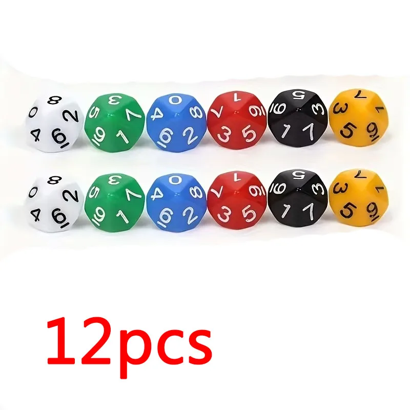 12pcs Random Color 10-Sided Dice, Board Games, Stylish Dice, Modern Dice