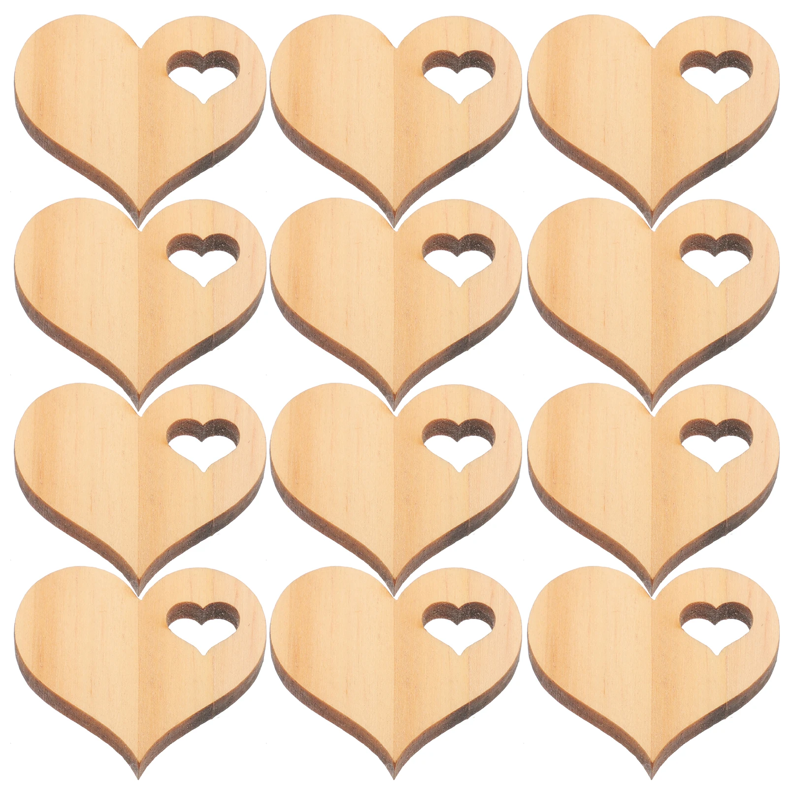 

50Pcs Heart Shape Wooden Chips for DIY Handicrafts and Festive Decor Unfinished Wood Craft DIY Wood Material Wooden Ornaments