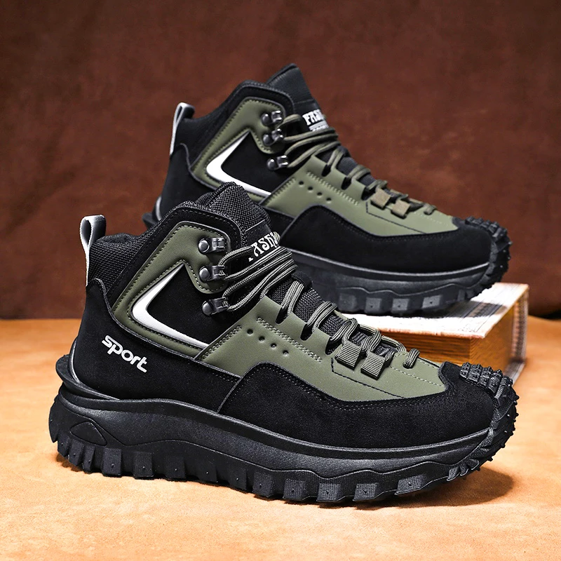 Herren-Oxford-Stiefel mit Komfort-Innenfutter, Dicken Sohlen für Zusätzliche Höhe und Langlebigkeit, Geeignet für Outdoor-Aktivitäten, Camping, Wandern und Bergsteigen – Detail 3