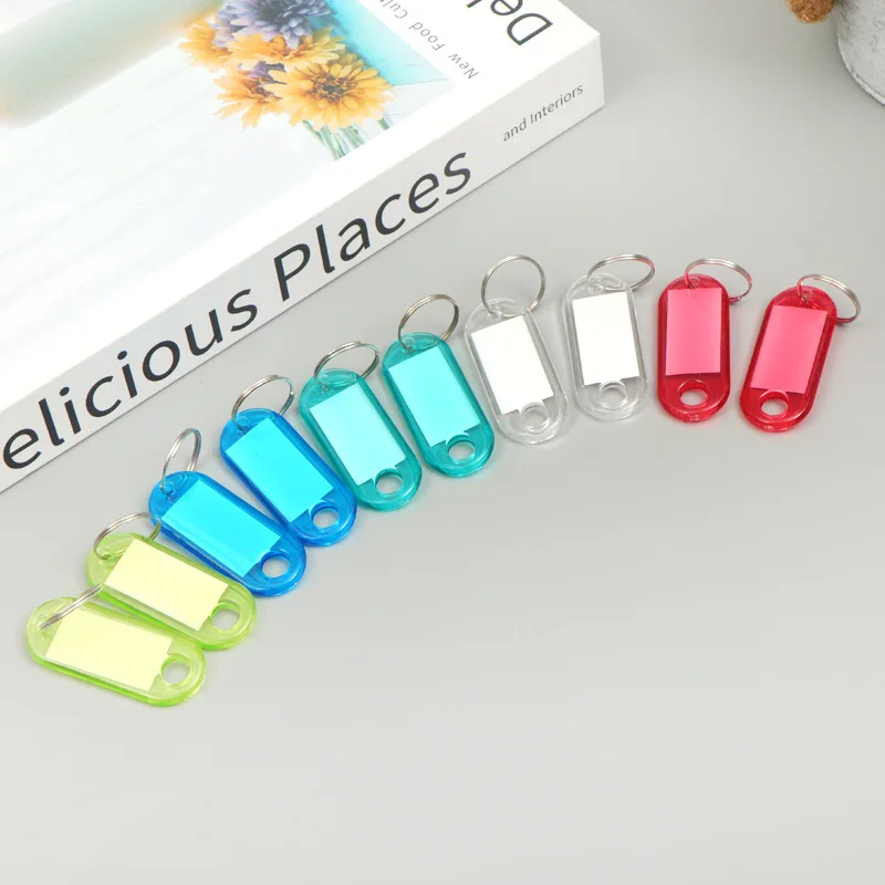 10pcsCreative Category Tag Keychain Double Sided Clear Crystal Office Keychain Tag Luggage Tag Keychain Convenient And Practical
