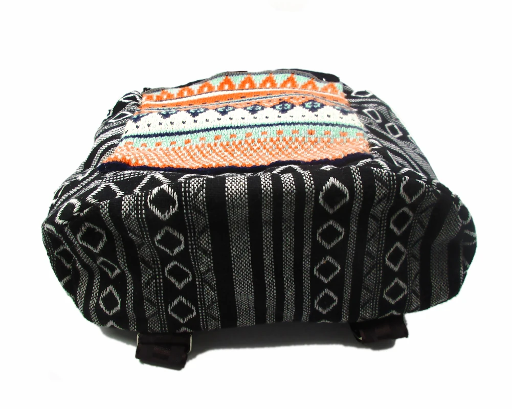 Tribal Vintage Hippie Colorful Travel Backpack Bag For Women Embroidery Pom Charm Hmong Ethnic Bohemian Boho Rucksack SYS-594