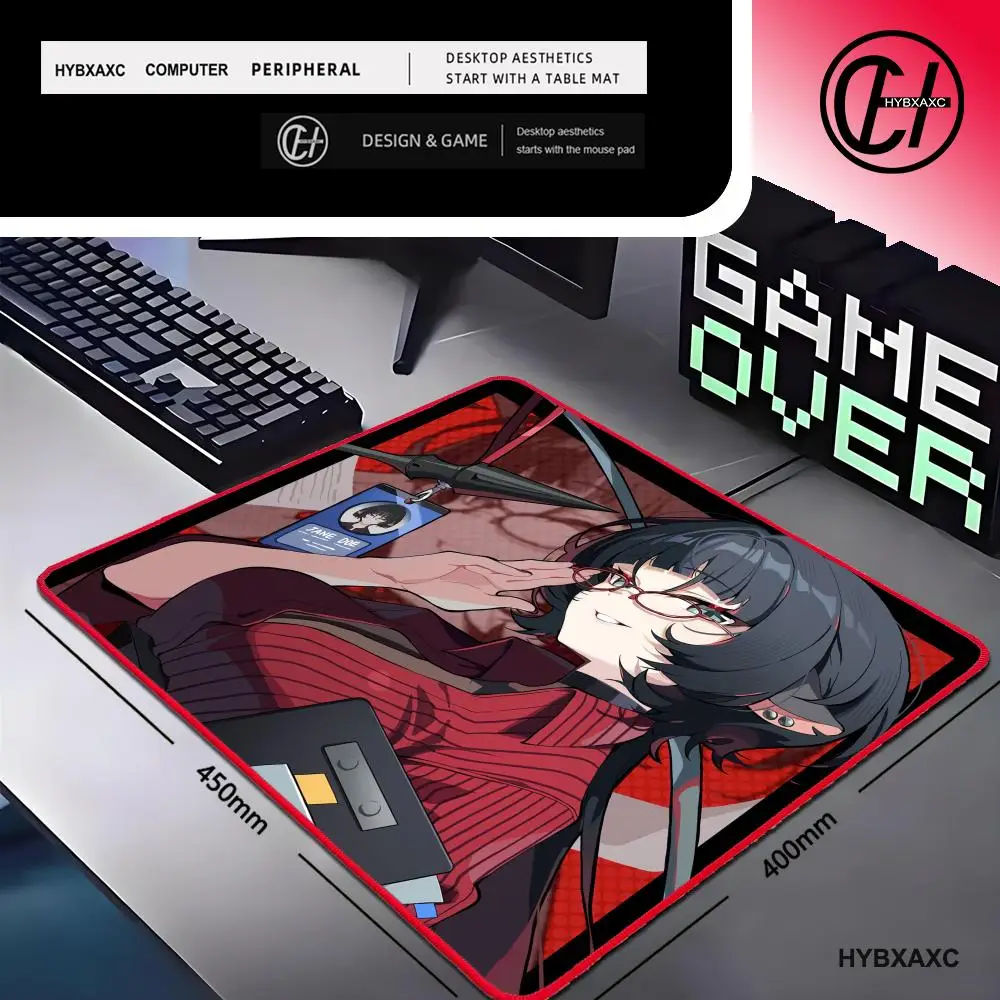 لوحة ماوس Zenless Zone Zero Jane Doe Populr للمكتب بحافة قفل حمراء ولوحة ماوس صغيرة ولوحة مفاتيح مطاطية مضادة للانزلاق #6