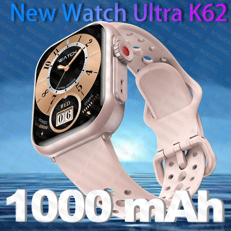 

Часы Ultra K62 для мужчин и женщин, 1000 мАч AMOLED 100 + спортивные часы с пульсометром HD, Bluetooth, GPS-треком, водонепроницаемые умные часы для iOS Android