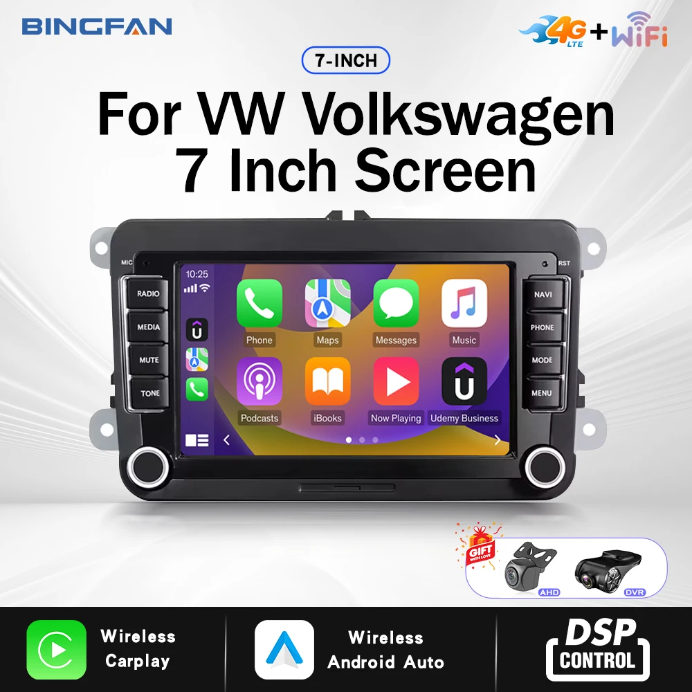 

7" 2 Din Android Auto Carplay Car Radio for Volkswagen Golf 5,6,Polo,Passat b6,b7,Skoda Navigation Multimedia WiFi 4G