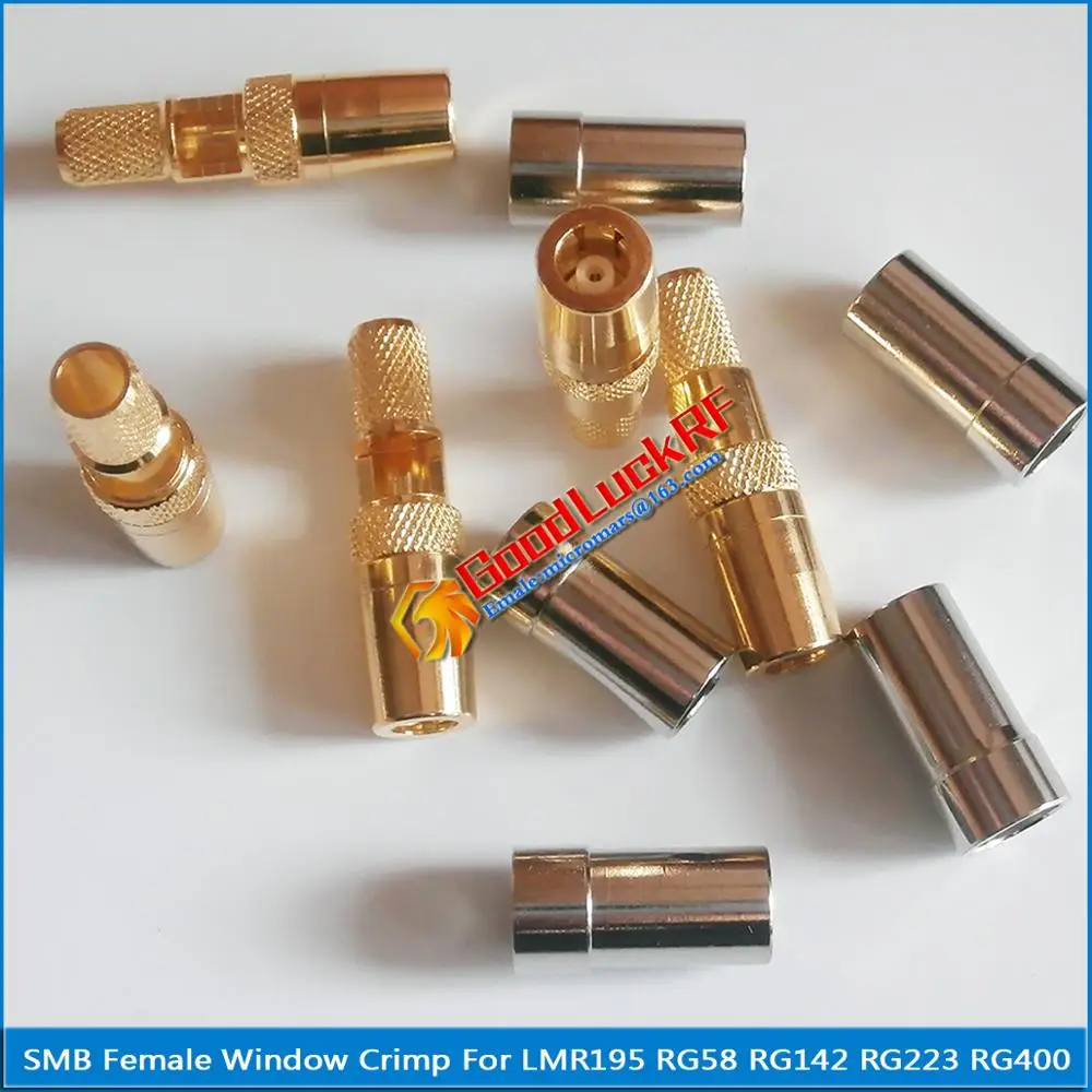 10X Pcs/lot High-quality RF Connector SMB Female Window Jack Crimp for RG58 RG142 RG223 RG400 LMR195 Cable Plug Coaxial