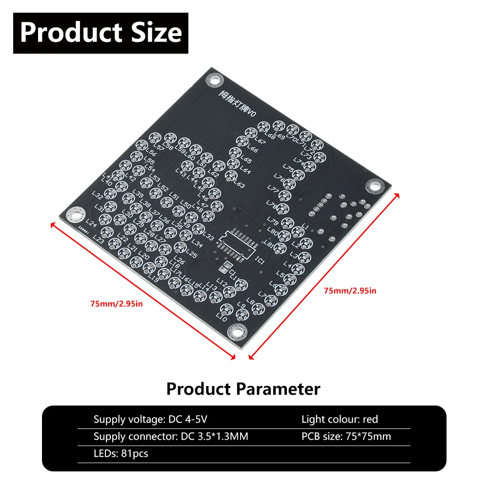 

DC 4-5V 81-bit LED Thumb Flowing Light Production Kit Light-emitting Diode Fun Welding Microcontroller Soldering Practice