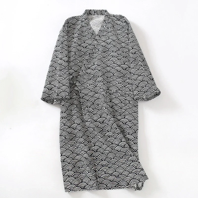 

2025 Japanese Style Kimono Bath Robe for Men Sauna Hotspring Home Wear Cotton Pajamas Spring Summer Sleepwear Monk Frock Robes