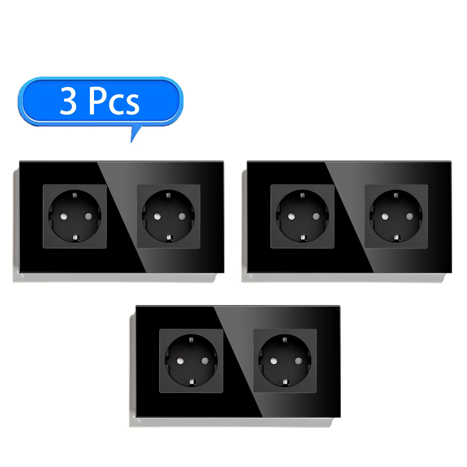 BSEED Wandsteckdosen, Glasrahmen, Doppelsteckdosen, 16 A, EU-Standard, 110 V – 240 V, Steckdose, Wandsteckdosen