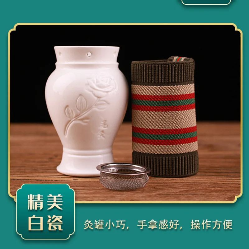 Facial moxibustion jar peach blossom moxibustion household facial ceramic scraping anti-scalding beauty salon