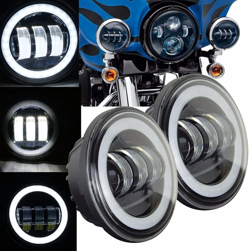 Para Harley motocicleta luz Davidson Electra Glide Softail Fat Boy Touring 7 pulgadas Moto LED faro con luces antiniebla de 4,5 pulgadas