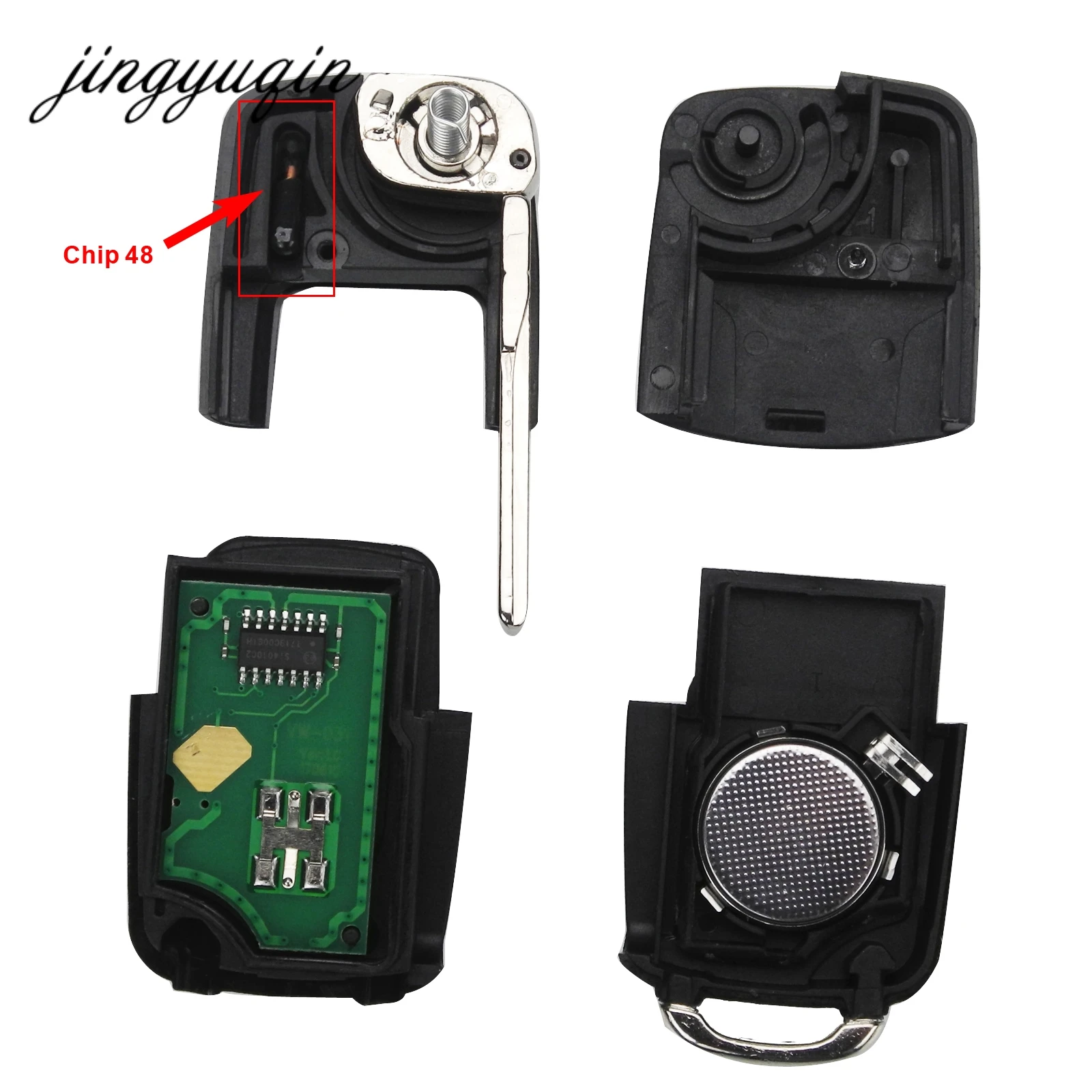 Jingyuqin 2/3/4 ปุ่ม 315/434MHz รถพับ REMOTE Key id48 สําหรับ VW สําหรับที่นั่ง Altea Ibiza Leon Toledo T5 1J 0959753 เอจี 1K 0959753 ก