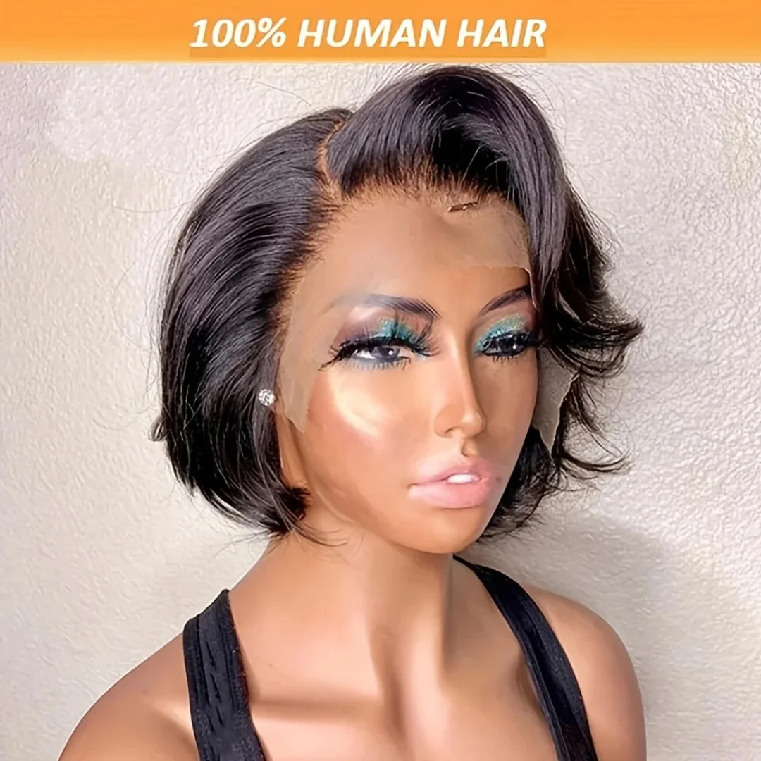 

Short Bob Pixie Wig Straight 13X4 Transparent Lace Front Human Hair Wigs Human Hair Straight Pixie Wig Remy Hair For Woman