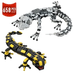 Moc Mechanical Geckoed-10 Animal Robot Fire Salamander Building Blocks Assembly Model Monster Animal Brick Toy Birthday Gift