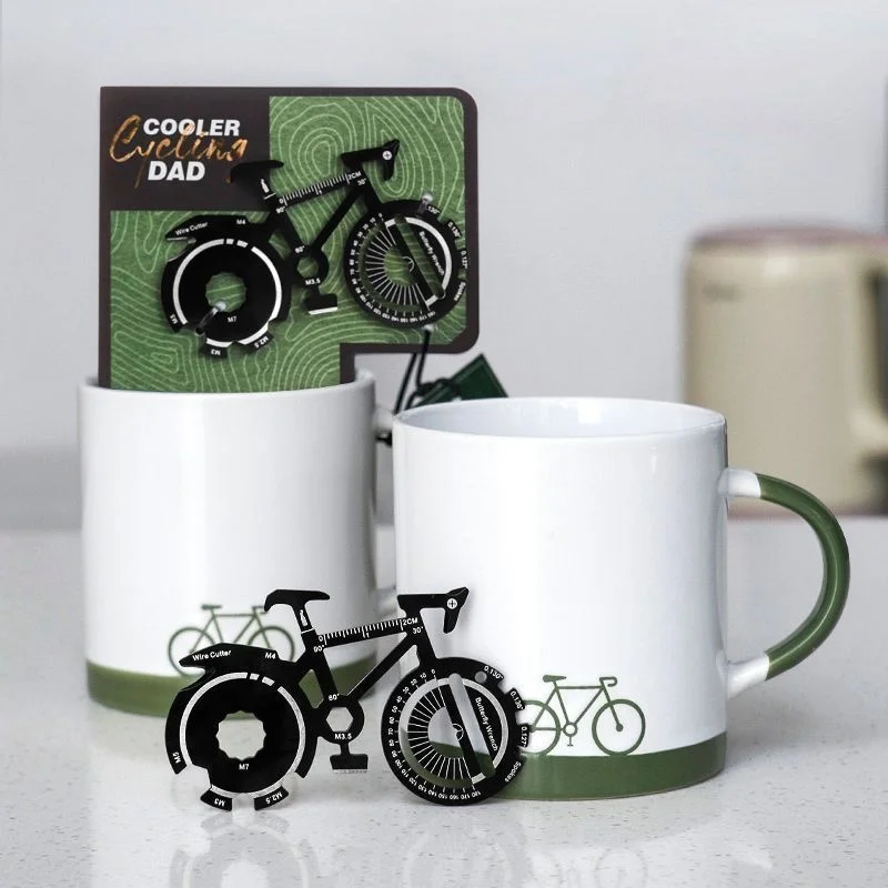 Set Bicycle Mug Cycling Tool Multitool Ceramic Coffee Cup Bike Repair Kit Creative Gift For Men Dad Cyclist Birthday Present