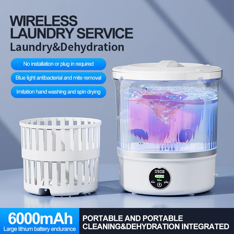 

3L Electric Socks Washing Machine Mini Underwear Washer Rechargeable Household Small Wireless Portable Laundry Underwear Cleaner