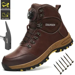 Rotary Buckle Work Boots Men Breathable Safety Shoes Safety Steel Toe Shoes Puncture-Proof Work Shoes Brand Indestructible Boots