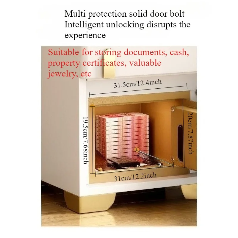 طاولة بجانب السرير الذكية، خزانة تخزين شقة صغيرة آمنة ومتكاملة وبسيطة وحديثة، خزنة متعددة الوظائف، خزانة بجانب السرير #5