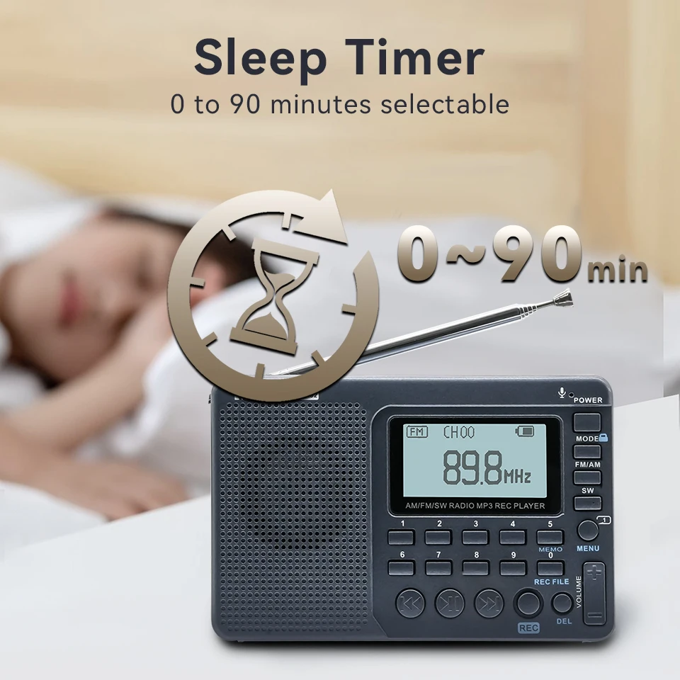 RETEKESS V115 Radio FM AM SW Portable Radios Rechargeable Radio Batteries multiple bands USB Recorder Speaker for Elders TX32