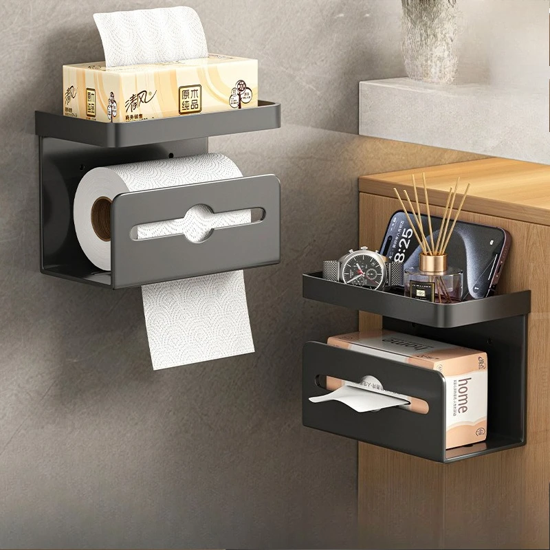 

Пистолет Серый Держатель для салфеток для ванной комнаты Настенный ящик для хранения туалетной бумаги без дрели