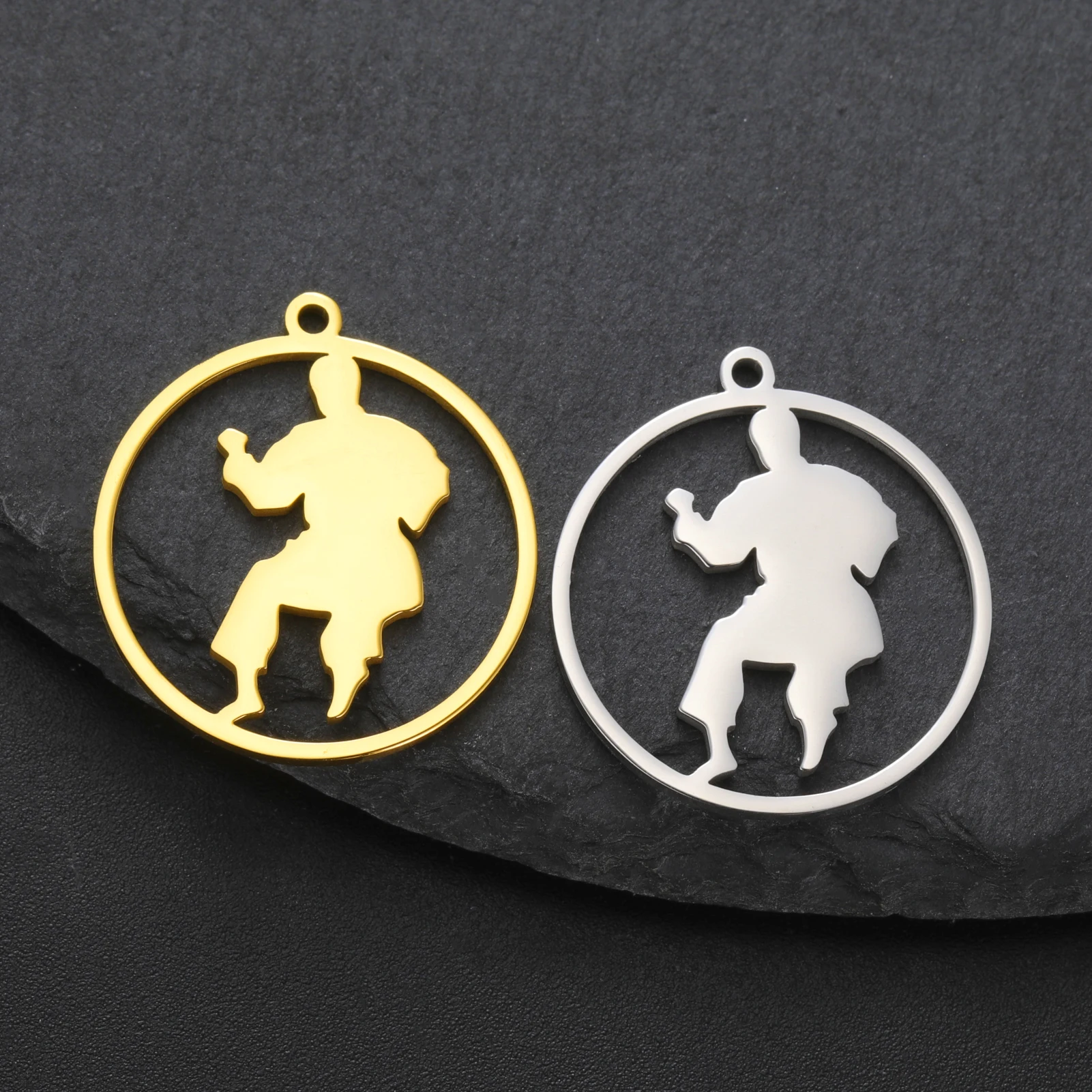 5pcs/Lot Stainless Steel Sports Jujitsu kung fu Pendants DIY Necklaces Keychains Accessories For Jewelry Making Gift Wholesale