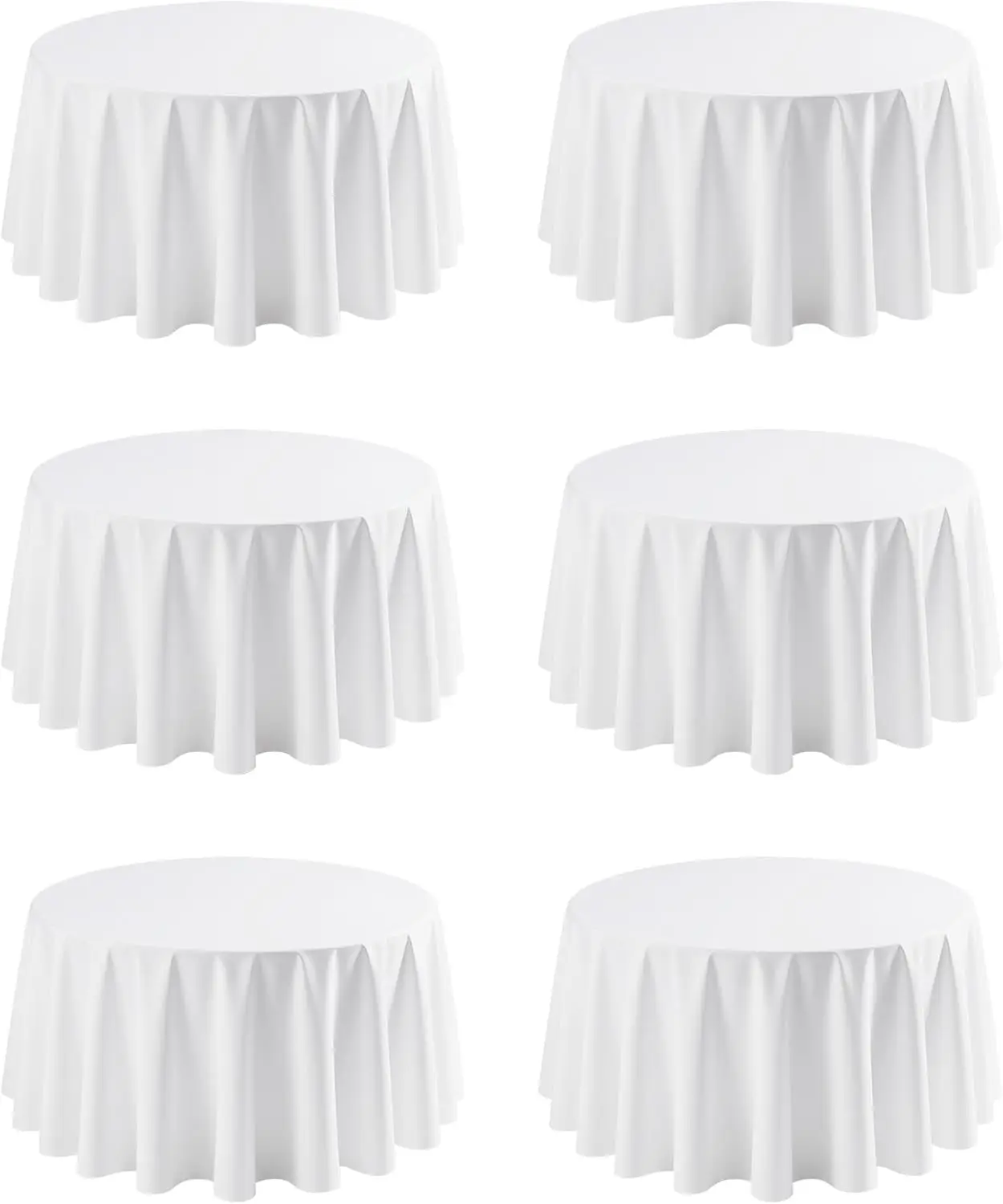 

Белые круглые скатерти, 6 штук в упаковке, 120 дюймов, из моющегося полиэстера, устойчивые к сминанию, для свадеб и вечеринок