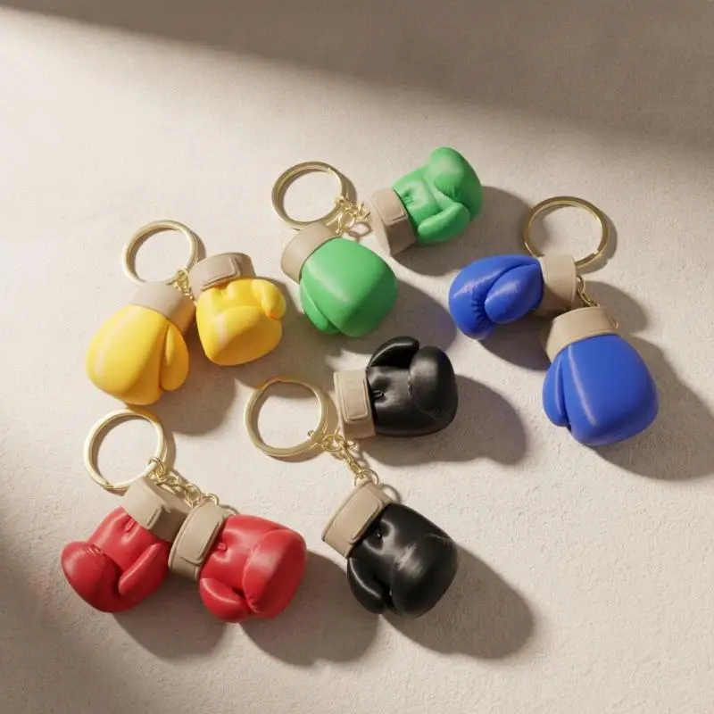 Realistic Mini Boxing Gloves Key Chain Fitness Equipment Pendant Novelty Keyring for Car Key Decor Souvenir Gift for Men