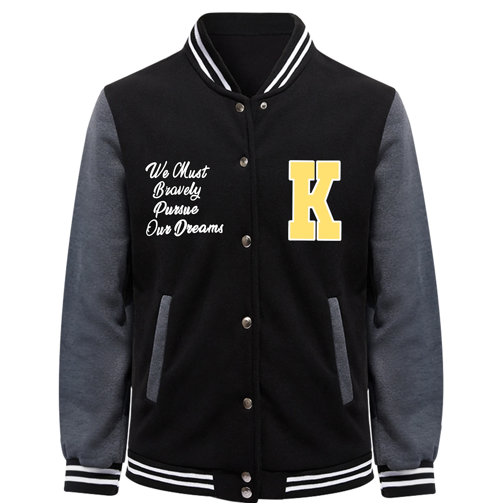 

We Will Achieve Our Dream, K Jackets Men Autumn Fleece Streetwear Button Oversize Baseball Jersey Mans Casual Fashion Clothing