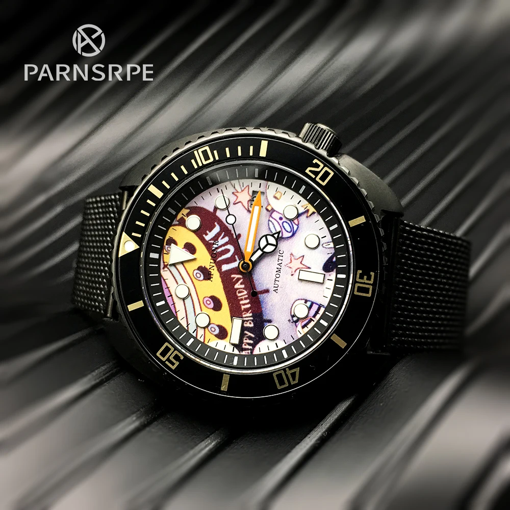 

PARNSRPE Big Abalone Casual Men's Watch NH35 Movement Automatic Mechanical Men's Watch Beach Element Dial Diver