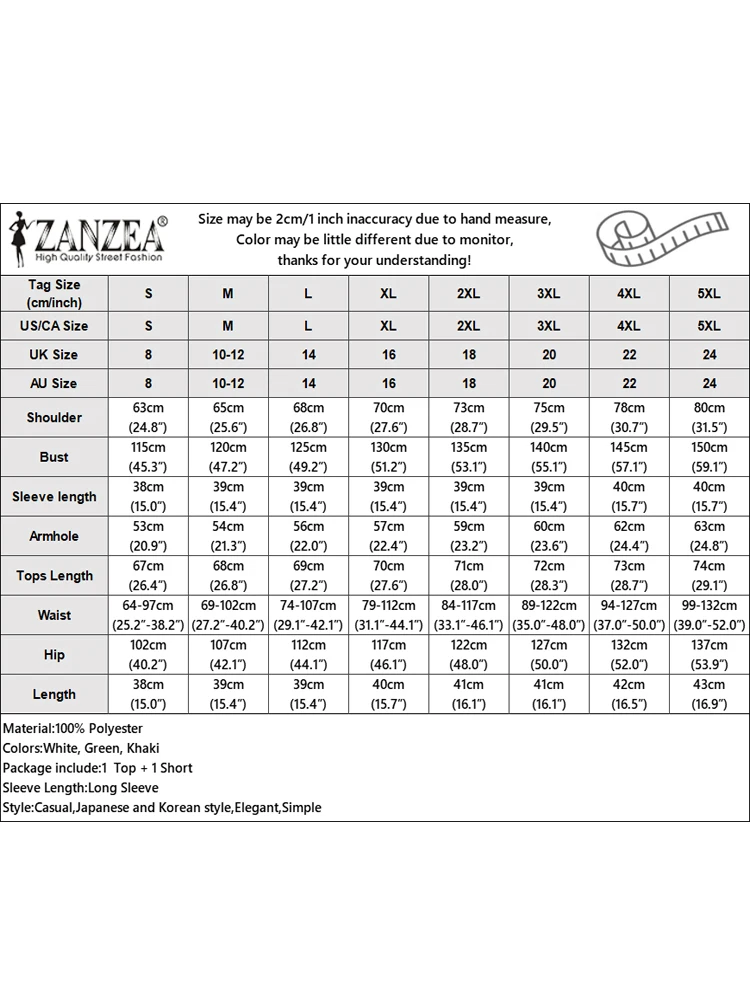 ZANZEA วินเทจลูกไม้ขึ้นชุดผู้หญิงสั้นชุดแฟชั่นคอวีเสื้อแขนยาวสั้นชุดลําลอง 2 ชิ้นชุดการจับคู่