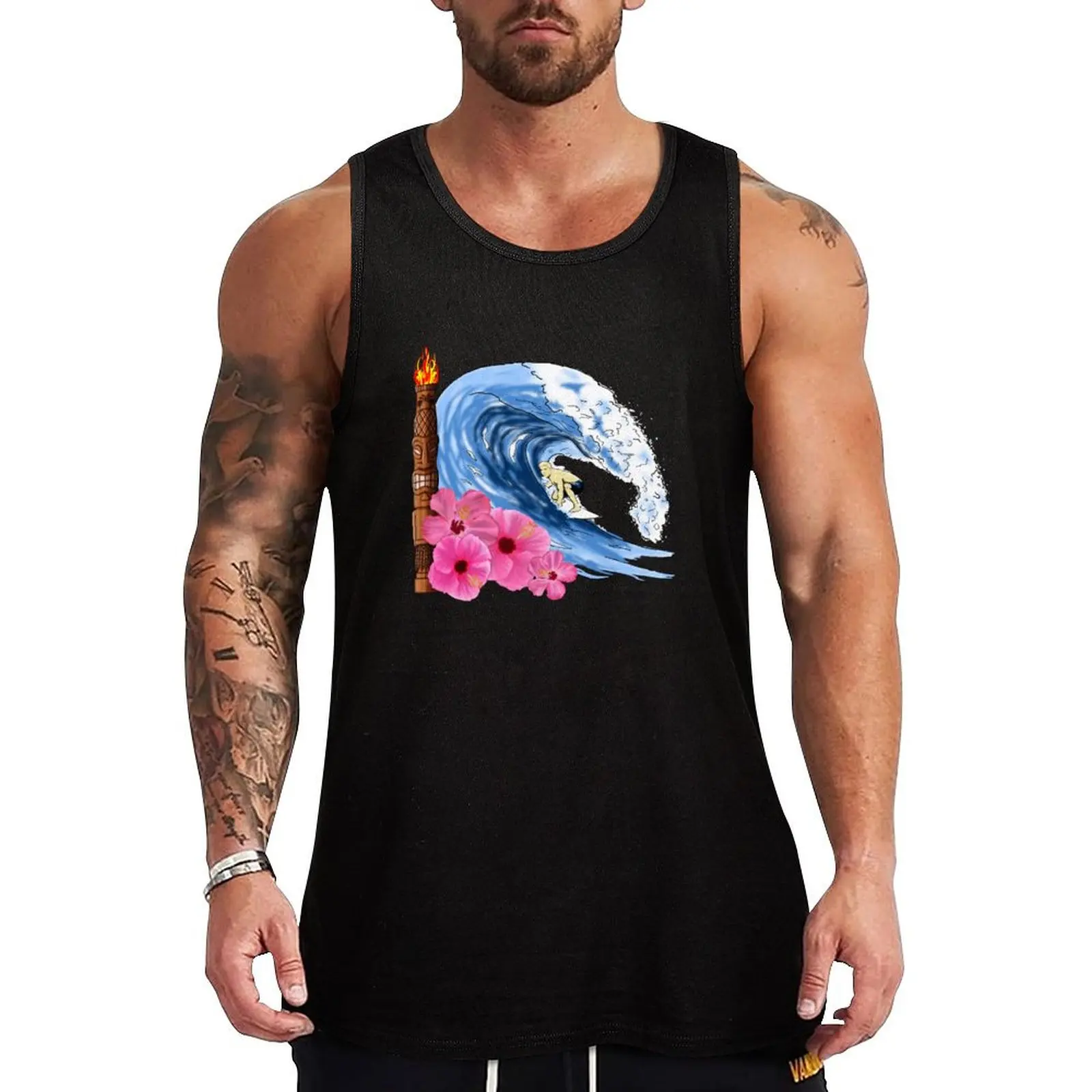 

Hawaiian Surfing Tank Top Trendy Print Tank Top Fashion Graphic Sleeveless Top