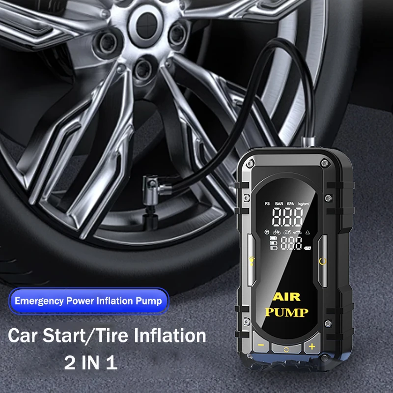Car Air Pump With Power Bank Ignition Charger Outdoor Emergency Starting Power Supply Air Inflator Car Mounted Inflation Pump