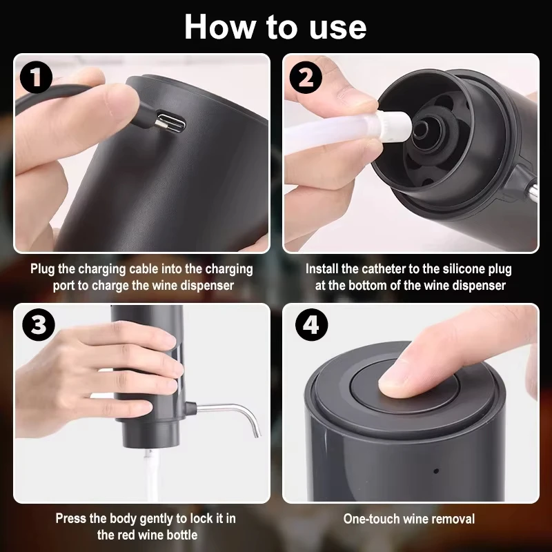 قارورة نبيذ أحمر ذكية، قارورة نبيذ سريعة التشغيل بنقرة واحدة، مجموعة نبيذ ذكية للبار المنزلي