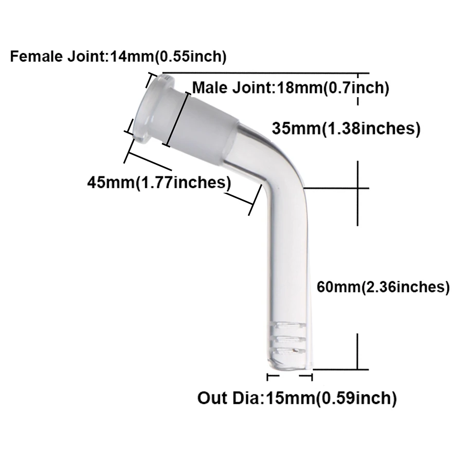 14mm dimensione giunto 95mm 120mm 145mm lunghezza diffusore a stelo in vetro per narghilè Shisha adatto per pipa ad acqua per fumatori